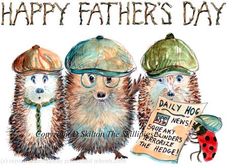 610 HAPPY FATHERS DAY squeaky blinders. Skillipigs greeting card 6 by 4 inches with brown recycled envelope.