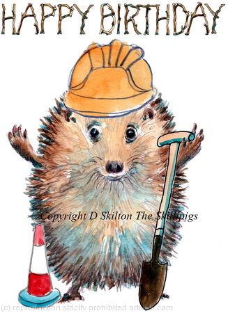 646 HAPPY BIRTHDAY construction worker Skillipig card.