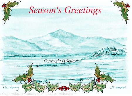 Snowdon from Llandadwg beach Christmas card. 