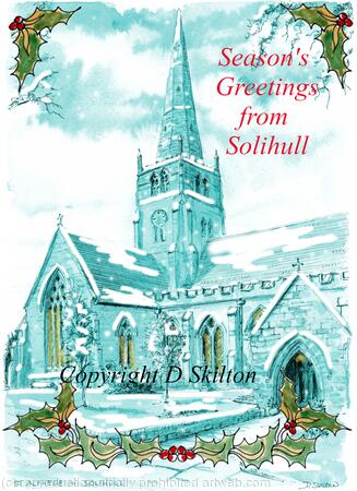 Solihull St Alphage church Christmas ivory card 6 by 4 inches with brown recycled envelope  envelope. Pack of 5 cards.