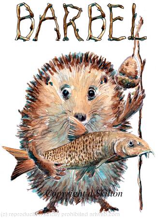 Barbel with the Skillipigs greeting card 6 by 4 inches with brown recycled envelope.