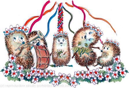 596 maypole dancers Skillipig greeting card. 6 by 4 inches with brown recycled envelope.