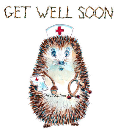 300 GET WELL SOON Skillipig greeting card 6 by 4 inches with brown recycled envelope.