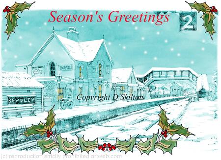 Bewdley Station (2) SEASON'S GREETINGS 6 by 4 inch greeting card with white envelope.