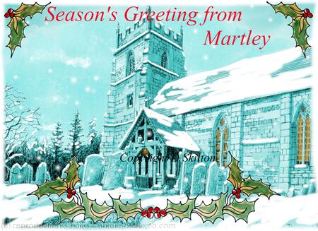 Martley church Christmas card. 6 by 4 inches ith white envelope.