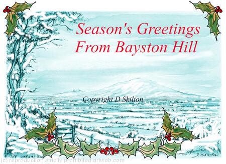The wrekin from Lyth Hill Nr Shrewsbury Christmas card. 6 by 4 inches white card and envelope.