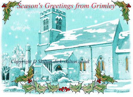 grimley church christmas card 6 by 4 inches white card.