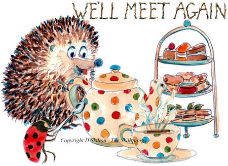 647 we'll meet again Skillipig 6 by 4 inch greeting card with brown recycled envelope.