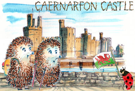 Caernarfon Castle with the Skillipigs 6 by 4 greeting card (Available as the castle only)
