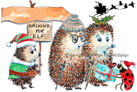 WALKING FOR ELF bespoke image this can have any town or village on the signpost. Give us the name to print. 