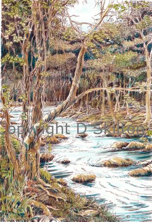 The River at Nant Col Nr. Harlech N. Wales as a signed laser print in a 7 by 9 inch mount. Cards available.