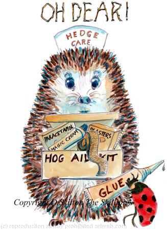 868N Skillipig greeting card  OH DEAR nurse. 6 by 4 card with brown recycled envelope.