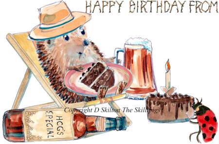 1B 1144 Happy Birthday from, bespoke Skillipig card. Pay by PayPal and email or message or contact on this site the name you want.
