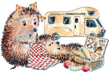 1149 Skillipigs greeting Camper van and picnic. NO Greeting 6 by 4 inch card with envelope.