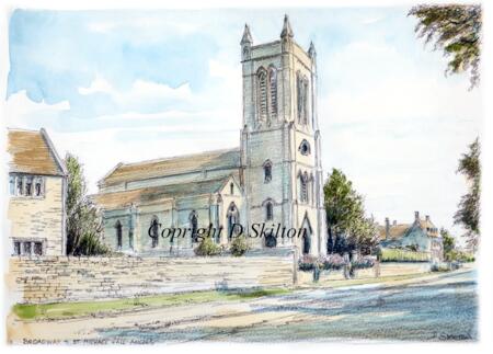 Broadway Church Worcestershire St Michael's as a 6 by 4 greeting card. Scans available for personal use.
