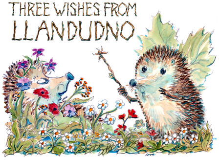 Three wishes from LLANDUDNO fairy Skillipig card. 6 by 4 greeting card. 