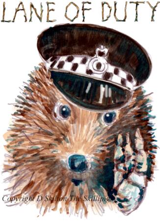 1183 Skillipig greeting card  LANE OF DUTY. 6 by 4 inch card with envelope.