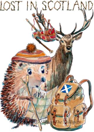 1184 Skillipigs LOST IN SCOTLAND greeting card. 6 by 4 inch card with envelope.