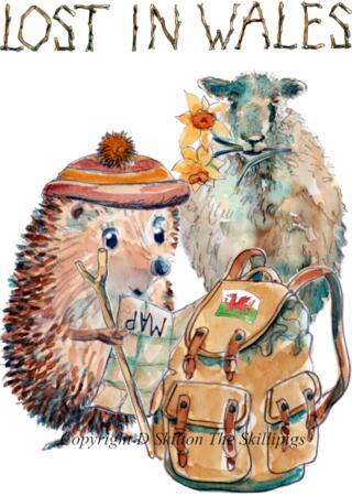 1193 Skillipigs card LOST IN WALES 6 by 4 inch greeting card and envelope in cello bag.