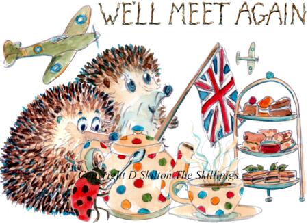 971 WE'LL MEET AGAIN tea cake. 6 by 4 inch Skillipig greeting card