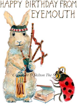 1 EYEMOUTH Scotland fluff playing the Bagpipes HAPPY BIRTHDAY  