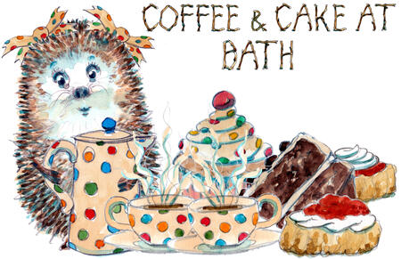 COFFEE and CAKE AT BATH Skillipig greeting card 