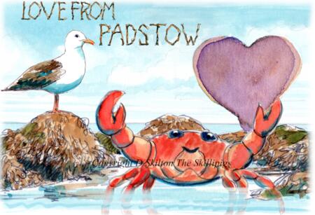 LOVE FROM PADSTOW  crab Skillipig greeting card 