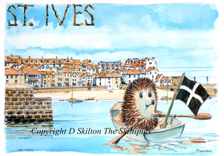 St IVES rowing boat in the harbour Skillipig Greeting card 