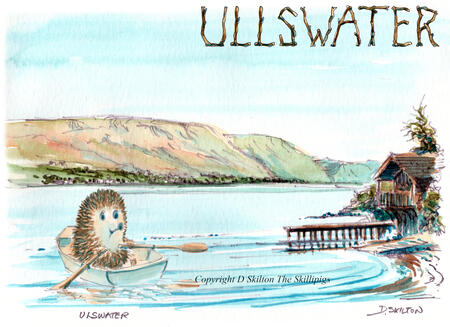 ULLSWATER Skillipig rowing in the lake. Skillipig greeting card 