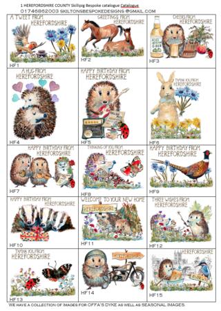 Herefordshire bespoke options page 1  Skillipig greetings cards designs, choose design pay by Pay Pal and let us know the code you want.