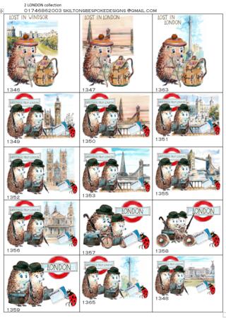 2 page LONDON COLLECTION skillipig 6 by 4 greeting cards. choose image number and contact. Please note PayPal payment is for one card.