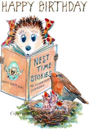 1023 nest time tales HAPPY BIRTHDAY Skillipig 6 by 4 inch greeting card