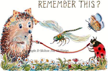 1405 skipping Skillipigs a 6 by 4 inch greeting card . This could be personalised with a name.