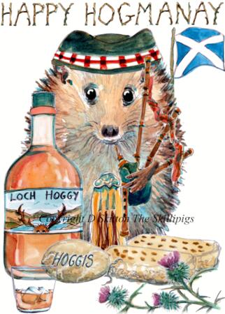 1444 HAPPY HOGMONAY 6 by 4 inch greeting card