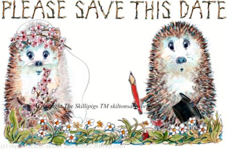 1839 skillipig greeting card PLEASE SAVE THIS DATE space for writing or printed date.