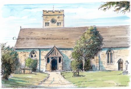 CLUNGUNFORD CHURCH watercolour. Print on A4 watercolour paper. unmounted. Original available. 