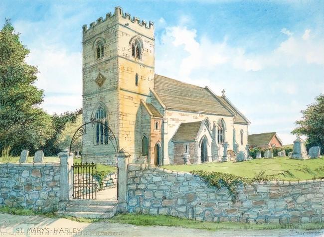 Harley Church St Mary's Harley Bank Shropshire Nr. Cressage greeting card or bespoke notelet or even invitation card. prints and postcards available.