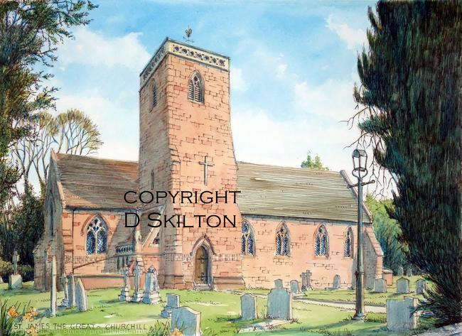 Churchill Church St James the Great Nr Kidderminster , greeting card or bespoke notelet or invitation. Prints and postcards available.