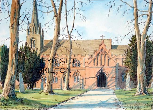 Kidderminster St John The baptist Worcestershire Signed a4 print on watercolour paper, unmounted.