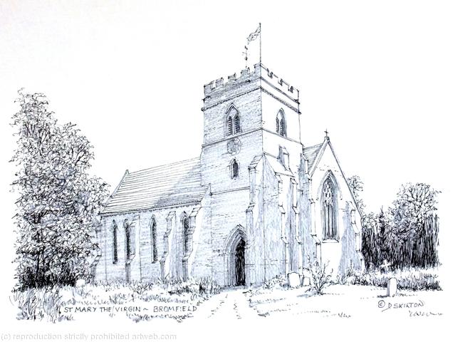 Bromfield Church St Mary The Virgin near Ludlow Shropshire Black & White as a 6 by 4 inch greeting card.