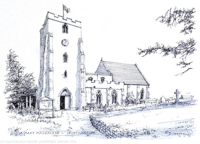 Leintwardine Church St Mary Magdalene Shropshire as a greeting card or bespoke notelet. prints and postcards available.