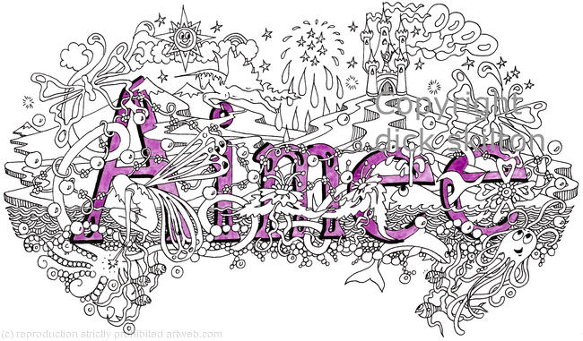 Aimee girls name art design as a greeting card . Prints and scans available on request.