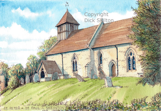 Sheinton Church St Peter Nr Cressage as a greeting card notelet, invitation or thank-you card. prints available.