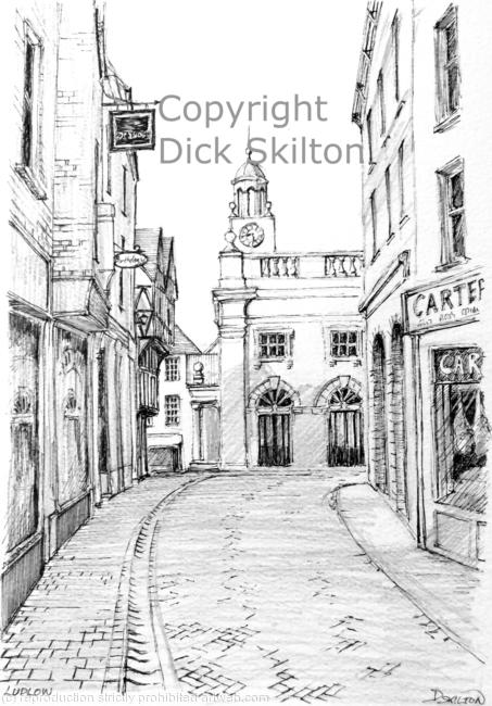 Ludlow Butter Cross vertical b & w as a greeting card, notelet etc. Prints available.