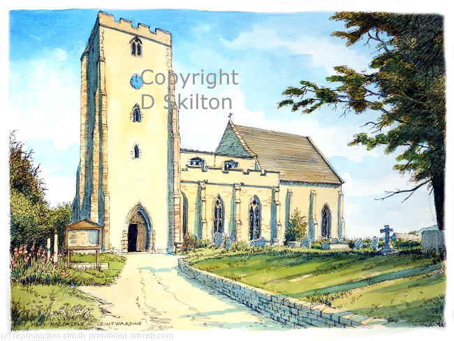 Leintwardine Church St Mary Magdalene watercolour as a greeting card, notelet thank-you card or invitation. Prints and original available.