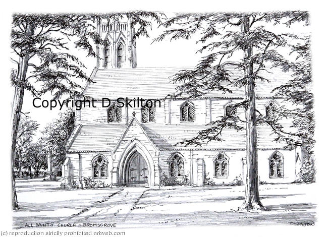 Bromsgrove all saints pen and pencil as a greeting card or invitation or thank you card. prints and postcards available. 