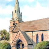 Wombourne Church St.Benedict Biscop Staffordshire ( watercolour) as a greeting card or invitation card or thank you card. Prints and postcards  are available. 