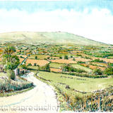 The road to Clee Hill from Hopton Wafers as a greeting card or bespoke notelets. Prints and postcards available.