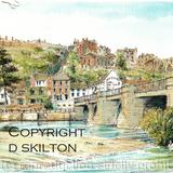 Bridgnorth and The River Severn South side of the bridge. Signed a4 print on watercolour paper, unmounted.