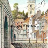 Bewdley from beside the bridge over the Severn (Portrait) Signed a4 print on watercolour paper, unmounted.